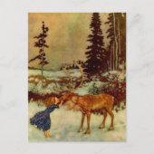 Meisje en rendier briefkaart (Voorkant)