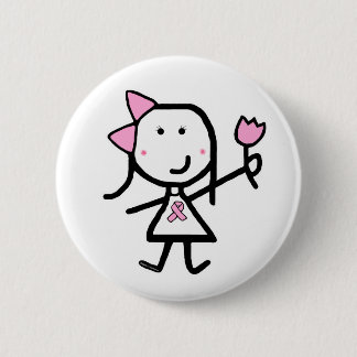Meisje en Roze lint Ronde Button 5,7 Cm