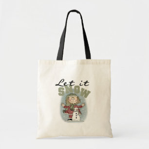 Meisje en Sneeuwman Laat het Sneeuw T-shirts Tote Bag