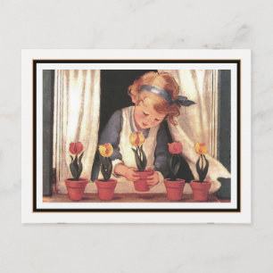  meisje en Windows box van Jessie Willcox Smith Briefkaart