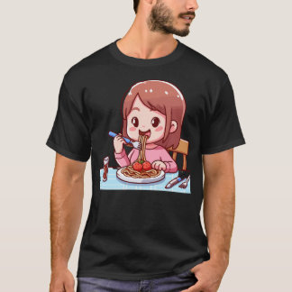 Meisje eten spaghetti - 1 t-shirt