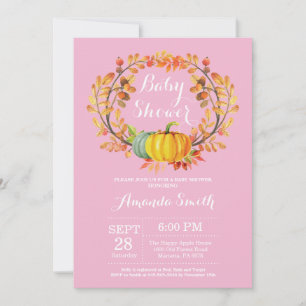 Meisje Fall Pumpkin Baby Shower Uitnodigingskaart Kaart