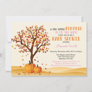 Meisje Fall Pumpkin Baby Shower Uitnodigingskaart Kaart