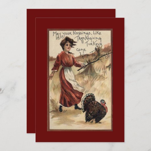  meisje feest Thanksgiving Feestdagenkaart (Voorkant / Achterkant)