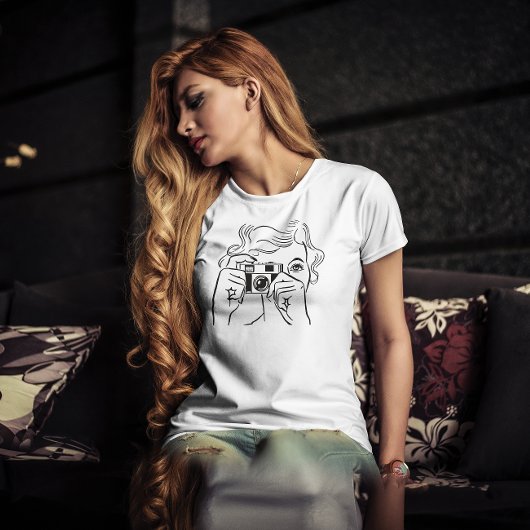 Meisje fotograaf  camera t-shirt