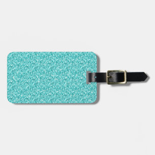 Meisje, Fun Aqua Blue Glitter Gedrukt Bagagelabel
