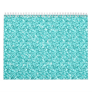 Meisje, Fun Aqua Blue Glitter Gedrukt Kalender