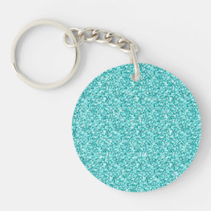 Meisje, Fun Aqua Blue Glitter Gedrukt Sleutelhanger