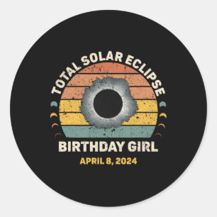 Meisje Funny Totality Lente Zonsverduistering Ronde Sticker