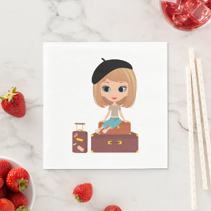 Meisje gaat op vakantie met Napkins Servet