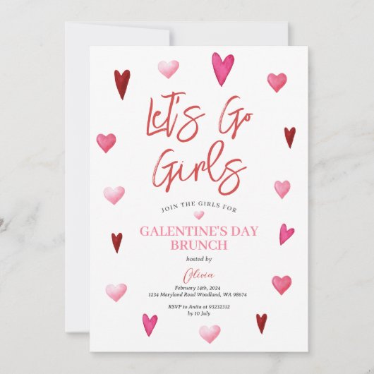 Meisje Galentine's Day Feest Brunch Diner Valentij Kaart (Voorkant)