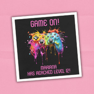 Meisje Gamer Roze Video Game Party Servet