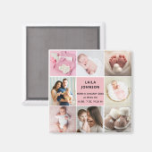 Meisje Geboorteaankondiging Personaliseer 8 Foto R Magneet (Voorkant / Achterkant)