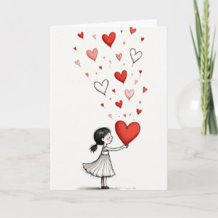 Meisje geeft liefdeshartkaart kaart