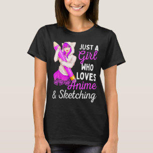 Meisje gewoon een meisje dat houdt van schetsen en t-shirt