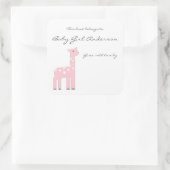 Meisje Giraffe Baby shower Bookplate Vierkante Sticker (Tas)