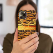 Meisje Glam Faux Gold Glitter geborsteld Luipaard Case-Mate iPhone Case