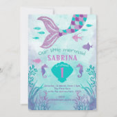 Meisje, Glitter, Mermaid, Tail onder het zee, Kaart (Voorkant)