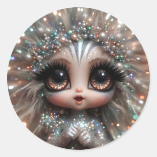 meisje glitterij ronde sticker