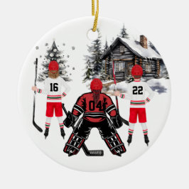 meisje goalie boy en meisje hockey Ornament