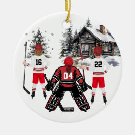 meisje goalie boy en meisje hockey Ornament