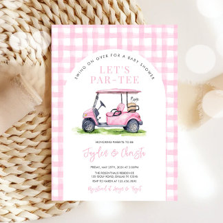 Meisje Golf Laten we Par-Tee Tee Tijd Baby Shower Kaart