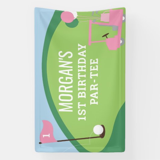 Meisje Golf Verjaardag Par-T-shirt Groot Banner te (Verticaal)