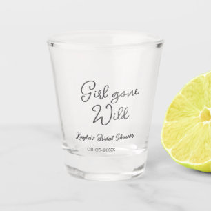 Meisje Gone Wild bruidsfeest naam datum eenvoudig  Shot Glas