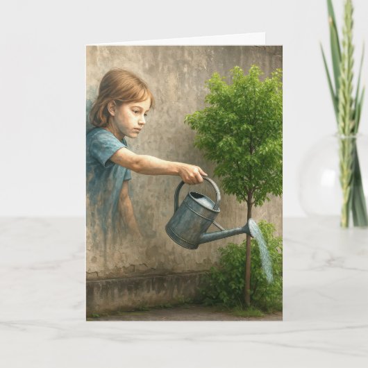 Meisje Graffiti Schilderij Denken aan jou Kaart (Voorkant)