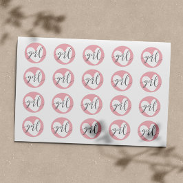 "Meisje" Grijs Wit Baby Blush Roze Hart Ronde Sticker