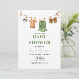 Meisje Groene Boho Babykleding Baby shower Kaart