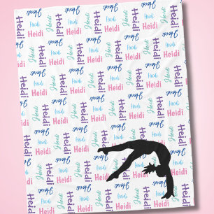 Meisje Gymnastiek Macht Tumbling Haar Naam All Ove Fleece Deken