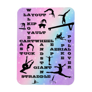 Meisje Gymnastiek Vaardigheden Pastel Sterren Krui Magneet