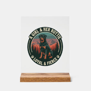 Meisje Haar Rottie Loyal Fierce Rottweiler Hond Be Acryl Bord