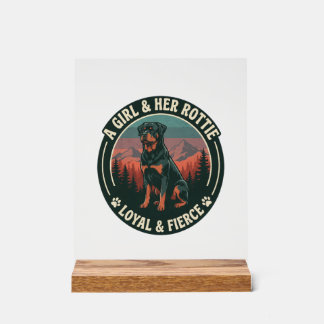 Meisje Haar Rottie Loyal Fierce Rottweiler Hond Be Acryl Bord