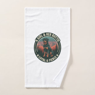 Meisje Haar Rottie Loyal Fierce Rottweiler Hond Be Handdoek