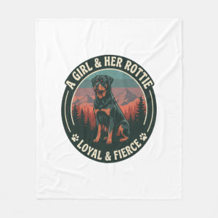 Meisje haar Rottie trouwe fel Rottweiler hond berg Fleece Deken