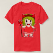 Meisje Halloween Duivel Trident T-shirt (Design voorkant)
