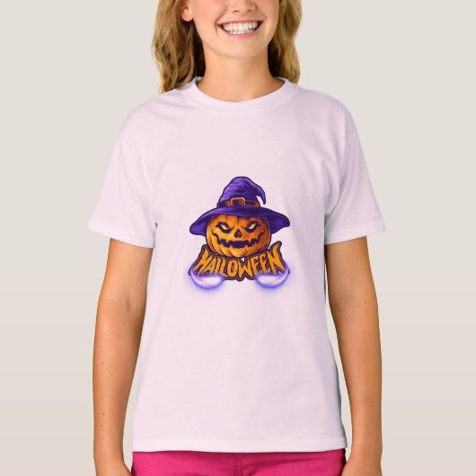 Meisje Halloween Jack O' Lantern T-shirt (Voorkant)
