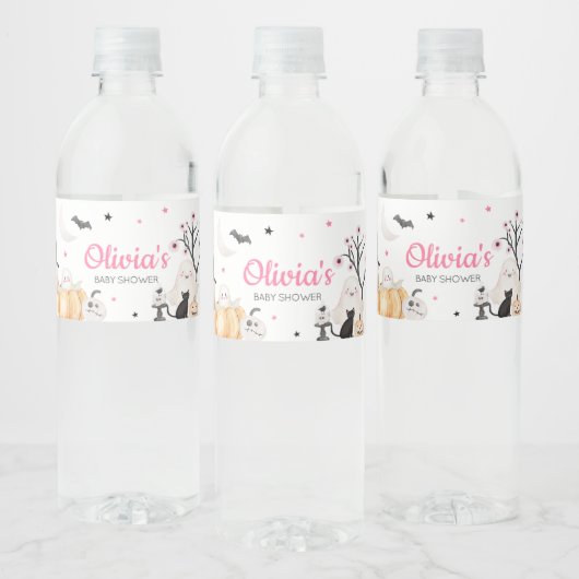 Meisje Halloween Little Boo Baby shower Waterfles Etiket (Flessen)