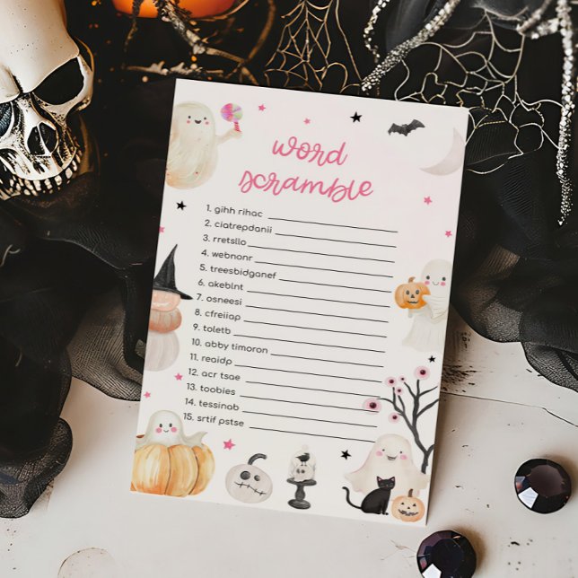 Meisje Halloween Little Boo Word Scramble Game (A Little Boo Baby Shower Word Scramble Game)
