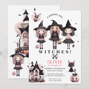 Meisje Halloween Verjaardag heksen elke leeftijd Save The Date