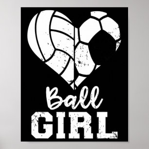 Meisje Hart Grappig Voetbal Volleybal Meisje Poster