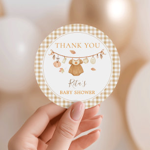 Meisje Herfst Kleren Pompoen Baby Shower Ronde Sticker