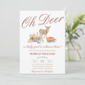 Meisje Herten Baby shower Uitnodiging (Staand voorkant)