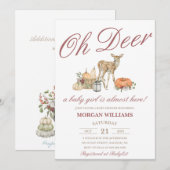 Meisje Herten Baby shower Uitnodiging (Voorkant / Achterkant)
