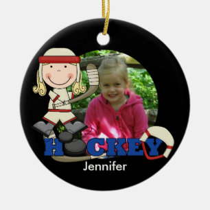Meisje Hockey Speler Foto Ornament