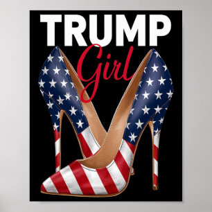 Meisje Hoge Heel Stilettos Amerikaanse vlag Trump  Poster