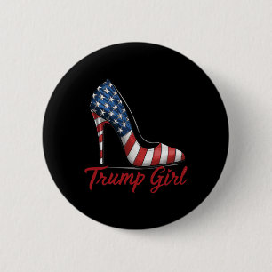 Meisje Hoge Heel Stilettos Amerikaanse vlag Trump Ronde Button 5,7 Cm