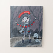 Meisje Holding Hart Garland Puzzel (Verticaal)